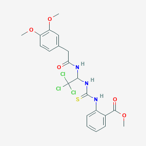 molecular formula C21H22Cl3N3O5S B5517960 methyl 2-({[(2,2,2-trichloro-1-{[(3,4-dimethoxyphenyl)acetyl]amino}ethyl)amino]carbonothioyl}amino)benzoate 