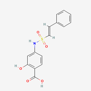 molecular formula C15H13NO5S B5518001 2-羟基-4-{[(2-苯乙烯基)磺酰基]氨基}苯甲酸 