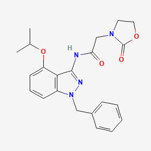 molecular formula C22H24N4O4 B5518015 N-(1-苄基-4-异丙氧基-1H-吲唑-3-基)-2-(2-氧代-1,3-恶唑烷-3-基)乙酰胺 