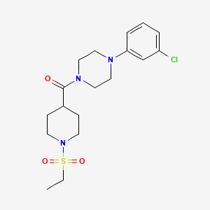 molecular formula C18H26ClN3O3S B5518034 1-(3-chlorophenyl)-4-{[1-(ethylsulfonyl)-4-piperidinyl]carbonyl}piperazine 