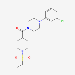 molecular formula C18H26ClN3O3S B5518034 1-(3-氯苯基)-4-{[1-(乙磺酰基)-4-哌啶基]羰基}哌嗪 