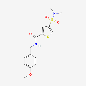 molecular formula C15H18N2O4S2 B5518037 4-[(dimethylamino)sulfonyl]-N-(4-methoxybenzyl)-2-thiophenecarboxamide 