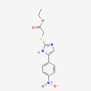 molecular formula C13H13N3O4S B5518055 ethyl {[4-(4-nitrophenyl)-1H-imidazol-2-yl]thio}acetate 
