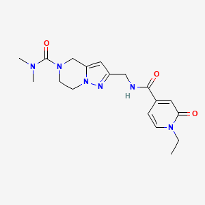 molecular formula C18H24N6O3 B5518082 2-({[(1-ethyl-2-oxo-1,2-dihydropyridin-4-yl)carbonyl]amino}methyl)-N,N-dimethyl-6,7-dihydropyrazolo[1,5-a]pyrazine-5(4H)-carboxamide 