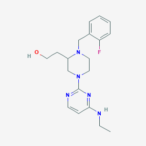 molecular formula C19H26FN5O B5518093 2-[4-[4-(ethylamino)-2-pyrimidinyl]-1-(2-fluorobenzyl)-2-piperazinyl]ethanol 
