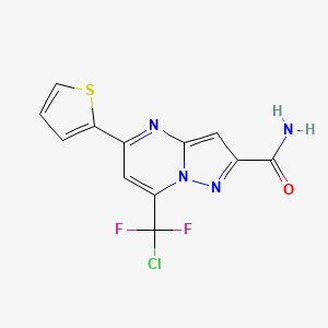 molecular formula C12H7ClF2N4OS B5518110 7-[氯(二氟)甲基]-5-(2-噻吩基)吡唑并[1,5-a]嘧啶-2-甲酰胺 