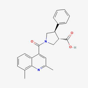 molecular formula C23H22N2O3 B5518158 (3S*,4R*)-1-[(2,8-二甲基喹啉-4-基)羰基]-4-苯基吡咯烷-3-羧酸 