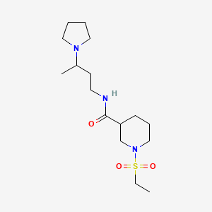 molecular formula C16H31N3O3S B5518161 1-(乙基磺酰基)-N-[3-(1-吡咯烷基)丁基]-3-哌啶甲酰胺 