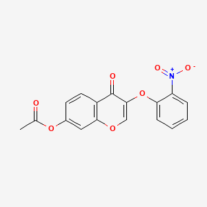 molecular formula C17H11NO7 B5518179 3-(2-硝基苯氧基)-4-氧代-4H-色满-7-基乙酸酯 CAS No. 137988-20-6