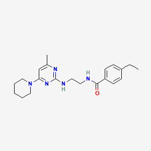 molecular formula C21H29N5O B5518212 4-乙基-N-(2-{[4-甲基-6-(1-哌啶基)-2-嘧啶基]氨基}乙基)苯甲酰胺 