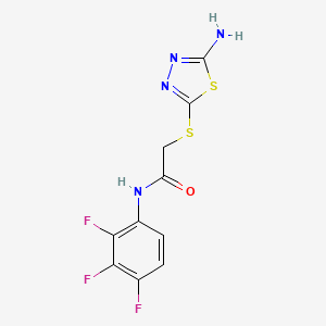 molecular formula C10H7F3N4OS2 B5518219 2-[(5-amino-1,3,4-thiadiazol-2-yl)thio]-N-(2,3,4-trifluorophenyl)acetamide 