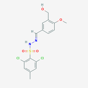 molecular formula C16H16Cl2N2O4S B5518231 2,6-dichloro-N'-[3-(hydroxymethyl)-4-methoxybenzylidene]-4-methylbenzenesulfonohydrazide 