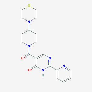 molecular formula C19H23N5O2S B5518253 2-pyridin-2-yl-5-[(4-thiomorpholin-4-ylpiperidin-1-yl)carbonyl]pyrimidin-4-ol 