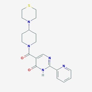 molecular formula C19H23N5O2S B5518253 2-吡啶-2-基-5-[(4-硫代吗啉-4-基哌啶-1-基)羰基]嘧啶-4-醇 