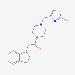 molecular formula C20H25N3OS B5518280 1-(2,3-二氢-1H-茚-1-基乙酰)-4-[(2-甲基-1,3-噻唑-4-基)甲基]哌嗪 
