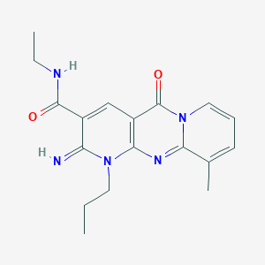 molecular formula C18H21N5O2 B5518312 N-ethyl-2-imino-10-methyl-5-oxo-1-propyl-1,5-dihydro-2H-dipyrido[1,2-a:2',3'-d]pyrimidine-3-carboxamide 