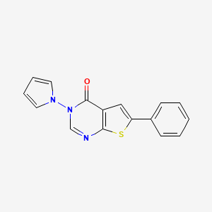 molecular formula C16H11N3OS B5518317 6-苯基-3-(1H-吡咯-1-基)噻吩并[2,3-d]嘧啶-4(3H)-酮 