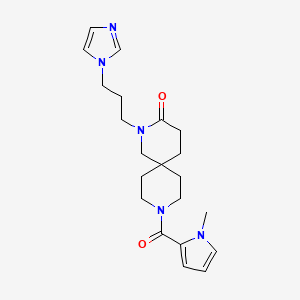 molecular formula C21H29N5O2 B5518339 2-[3-(1H-imidazol-1-yl)propyl]-9-[(1-methyl-1H-pyrrol-2-yl)carbonyl]-2,9-diazaspiro[5.5]undecan-3-one 