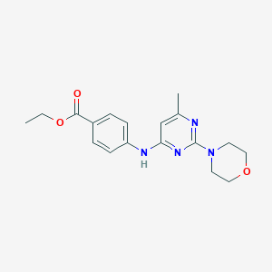 molecular formula C18H22N4O3 B5518351 4-{[6-甲基-2-(4-吗啉基)-4-嘧啶基]氨基}苯甲酸乙酯 