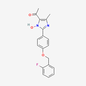molecular formula C19H17FN2O3 B5518368 1-(2-{4-[(2-fluorobenzyl)oxy]phenyl}-1-hydroxy-4-methyl-1H-imidazol-5-yl)ethanone 