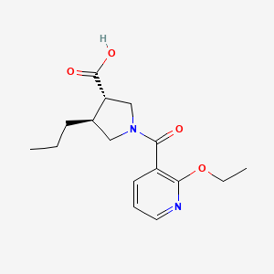 molecular formula C16H22N2O4 B5518432 (3S*,4S*)-1-[(2-ethoxy-3-pyridinyl)carbonyl]-4-propyl-3-pyrrolidinecarboxylic acid 
