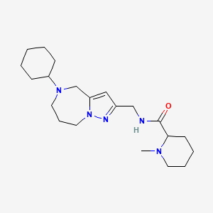 molecular formula C21H35N5O B5518452 N-[(5-cyclohexyl-5,6,7,8-tetrahydro-4H-pyrazolo[1,5-a][1,4]diazepin-2-yl)methyl]-1-methylpiperidine-2-carboxamide 