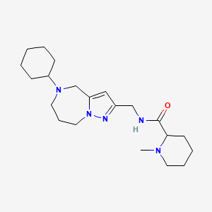 molecular formula C21H35N5O B5518452 N-[(5-环己基-5,6,7,8-四氢-4H-吡唑并[1,5-a][1,4]二氮杂卓-2-基)甲基]-1-甲基哌啶-2-甲酰胺 