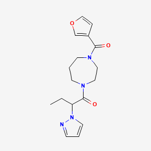 molecular formula C17H22N4O3 B5518486 1-(3-furoyl)-4-[2-(1H-pyrazol-1-yl)butanoyl]-1,4-diazepane 