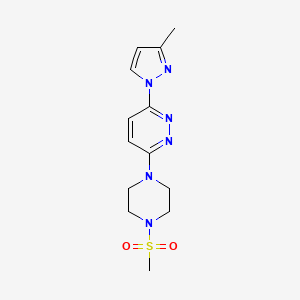 molecular formula C13H18N6O2S B5518492 3-(3-methyl-1H-pyrazol-1-yl)-6-[4-(methylsulfonyl)-1-piperazinyl]pyridazine 