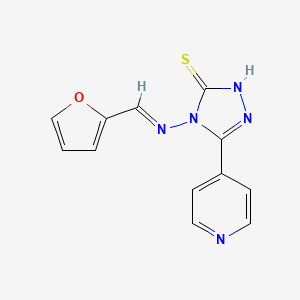 molecular formula C12H9N5OS B5518508 4-[(2-furylmethylene)amino]-5-(4-pyridinyl)-4H-1,2,4-triazole-3-thiol 
