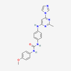 molecular formula C22H21N7O2 B5518524 N-(4-{[6-(1H-咪唑-1-基)-2-甲基-4-嘧啶基]氨基}苯基)-N'-(4-甲氧基苯基)脲 