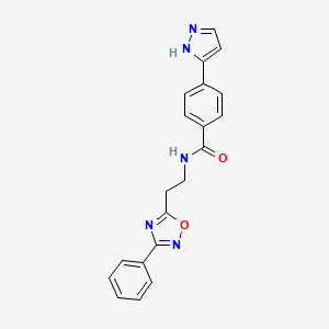 molecular formula C20H17N5O2 B5518568 N-[2-(3-phenyl-1,2,4-oxadiazol-5-yl)ethyl]-4-(1H-pyrazol-3-yl)benzamide 