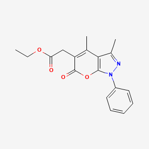 molecular formula C18H18N2O4 B5518583 乙酸(3,4-二甲基-6-氧代-1-苯基-1,6-二氢吡喃并[2,3-c]吡唑-5-基) 