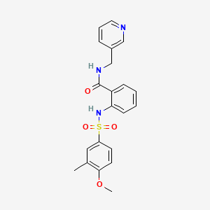 molecular formula C21H21N3O4S B5518599 2-{[(4-甲氧基-3-甲基苯基)磺酰基]氨基}-N-(3-吡啶基甲基)苯甲酰胺 