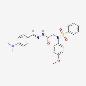 molecular formula C24H26N4O4S B5518612 N-(2-{2-[4-(二甲氨基)亚苄基]肼基}-2-氧代乙基)-N-(4-甲氧基苯基)苯磺酰胺 