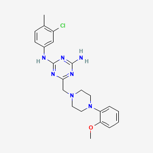 molecular formula C22H26ClN7O B5518617 N-(3-chloro-4-methylphenyl)-6-{[4-(2-methoxyphenyl)-1-piperazinyl]methyl}-1,3,5-triazine-2,4-diamine 