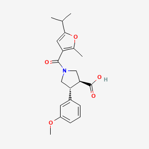 molecular formula C21H25NO5 B5518619 （3S*,4R*）-1-(5-异丙基-2-甲基-3-呋喃甲酰基)-4-(3-甲氧基苯基)吡咯烷-3-羧酸 