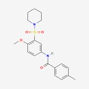 molecular formula C20H24N2O4S B5518625 N-[4-methoxy-3-(1-piperidinylsulfonyl)phenyl]-4-methylbenzamide 