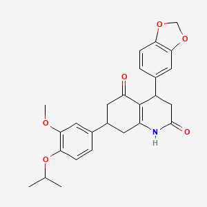 molecular formula C26H27NO6 B5518630 4-(1,3-benzodioxol-5-yl)-7-(4-isopropoxy-3-methoxyphenyl)-4,6,7,8-tetrahydro-2,5(1H,3H)-quinolinedione 