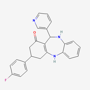 3-(4-fluorophenyl)-11-(3-pyridinyl)-2,3,4,5,10,11-hexahydro-1H-dibenzo[b,e][1,4]diazepin-1-one