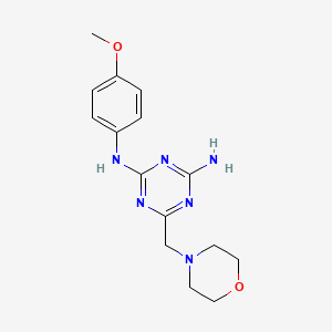 molecular formula C15H20N6O2 B5518711 N-(4-methoxyphenyl)-6-(4-morpholinylmethyl)-1,3,5-triazine-2,4-diamine 