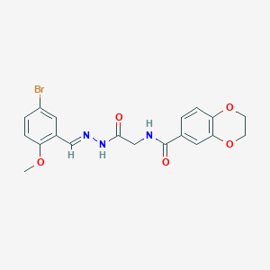 N-{2-[2-(5-bromo-2-methoxybenzylidene)hydrazino]-2-oxoethyl}-2,3-dihydro-1,4-benzodioxine-6-carboxamide