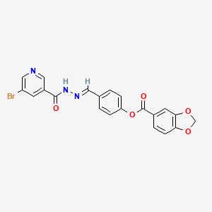 4-{2-[(5-bromo-3-pyridinyl)carbonyl]carbonohydrazonoyl}phenyl 1,3-benzodioxole-5-carboxylate