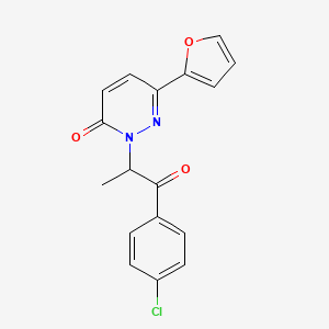 molecular formula C17H13ClN2O3 B5518766 2-[2-(4-chlorophenyl)-1-methyl-2-oxoethyl]-6-(2-furyl)-3(2H)-pyridazinone 
