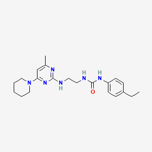 molecular formula C21H30N6O B5518836 N-(4-ethylphenyl)-N'-(2-{[4-methyl-6-(1-piperidinyl)-2-pyrimidinyl]amino}ethyl)urea 