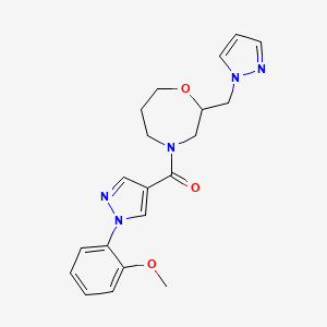 molecular formula C20H23N5O3 B5518851 4-{[1-(2-甲氧基苯基)-1H-吡唑-4-基]羰基}-2-(1H-吡唑-1-基甲基)-1,4-噁杂戊环 