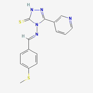 molecular formula C15H13N5S2 B5518867 4-{[4-(methylthio)benzylidene]amino}-5-(3-pyridinyl)-4H-1,2,4-triazole-3-thiol 