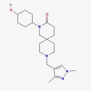 molecular formula C21H34N4O2 B5518904 9-[(1,3-dimethyl-1H-pyrazol-4-yl)methyl]-2-(trans-4-hydroxycyclohexyl)-2,9-diazaspiro[5.5]undecan-3-one 