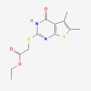 molecular formula C12H14N2O3S2 B5518949 乙基[(5,6-二甲基-4-氧代-3,4-二氢噻吩并[2,3-d]嘧啶-2-基)硫代]乙酸酯 CAS No. 5984-08-7