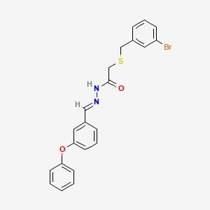 molecular formula C22H19BrN2O2S B5518978 2-[(3-bromobenzyl)thio]-N'-(3-phenoxybenzylidene)acetohydrazide 